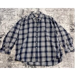 Thomas Burberry Mens XL Blue White Plaid Button Down Shirt Long Sleeve Cotton
